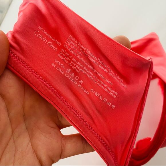 NEW CALVIN KLEIN Soft Salmon Pink Lace Ruffle Underwire Padded Bra 32C - Picture 5 of 5